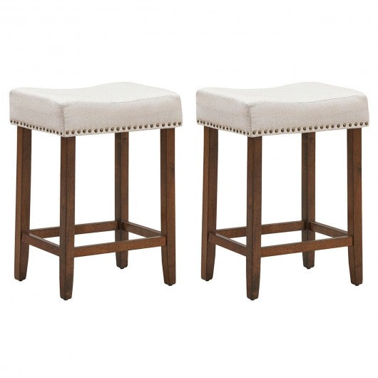Set of 2 Nailhead Saddle Bar Stools 24