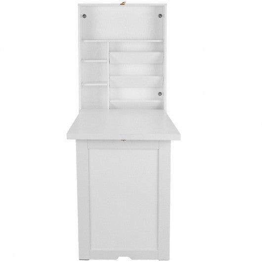 Wall Mounted Fold-Out Convertible Floating Desk Space Saver