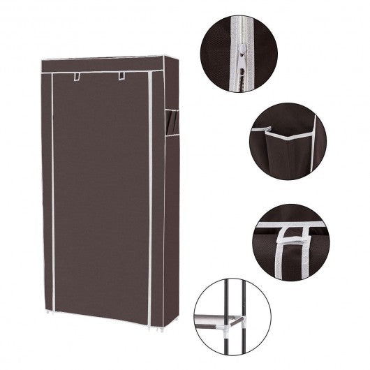 10 Tier 27 Pair Space Saving Shoe Tower Rack with Fabric Cover