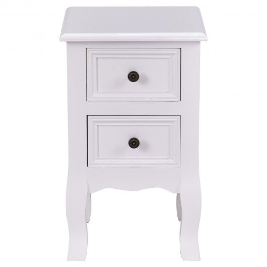 Wood Accent End Nightstand w/ 2 Storage Drawers