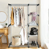 Freestanding Clothes Organizer Rack with Shelves and Hanging Rods