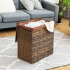 Hand-woven Foldable Rattan Laundry Basket-Brown