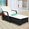 Adjustable Reclining Patio Rattan Wicker Lounge Chair with Wheels
