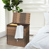 Laundry Hamper Hand-Woven Synthetic Rattan Laundry Basket-Brown