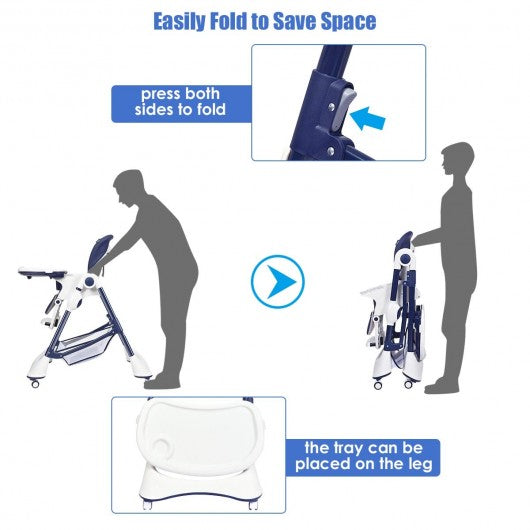 A-Shaped High Chair with 4 Lockable Wheels