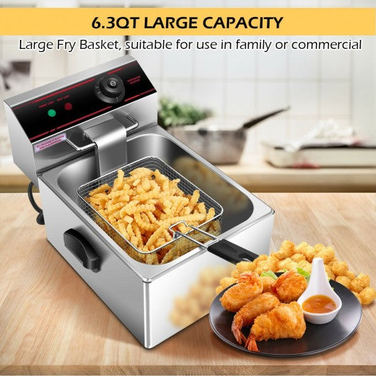 2500W Single Electric Deep Fryer with Basket Scoop Unit