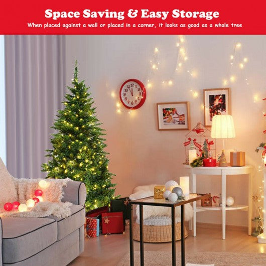 5' / 6' Prelit Artificial Half Christmas Tree with 8 Flash Modes-5'