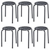 Set of 6 Stackable Backless Round Metal Stool Set