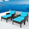 5 PCS Patio Rattan Furniture Set Sofa