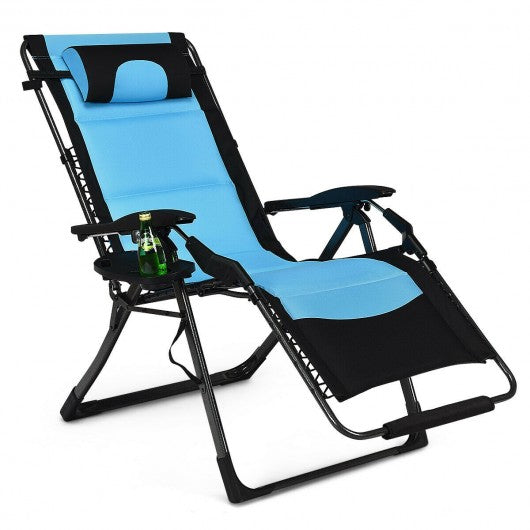 Outdoor Folding Padded Zero Gravity Lounge Chair-Navy