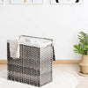 Laundry Hamper Hand-Woven Synthetic Rattan Laundry Basket-Gray