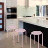 Set of 6 Stackable Backless Round Metal Stool Set-Black