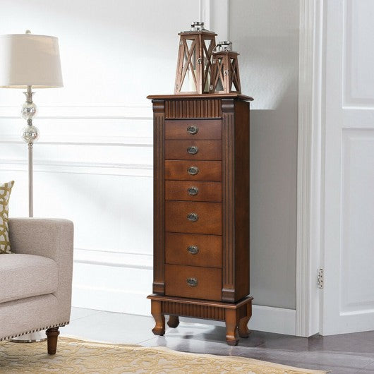 Wooden Jewelry Cabinet Storage Organizer with 7 Drawers
