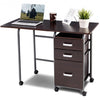 Folding Computer Laptop Desk Wheeled Home Office Furniture