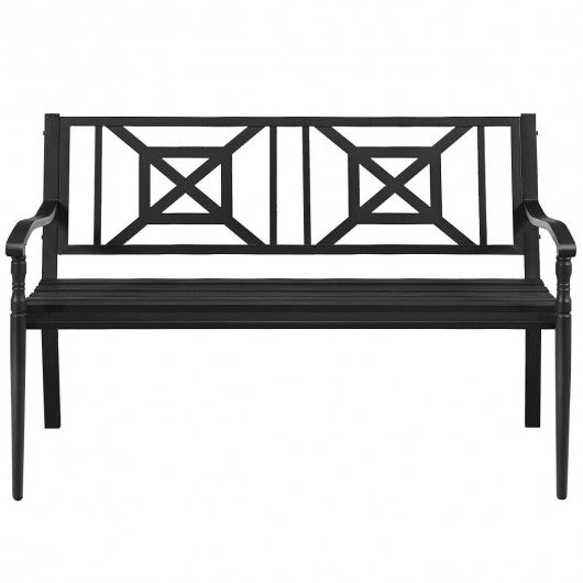 Patio Garden Bench Steel Frame Park Yard Outdoor Furniture
