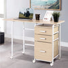 Folding Computer Laptop Desk Wheeled Home Office Furniture-Natural