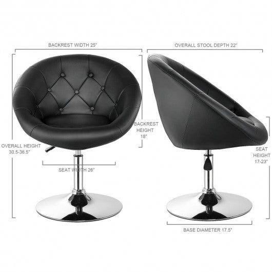 1 PC Modern Adjustable Swivel Round PU Leather Chair-Black