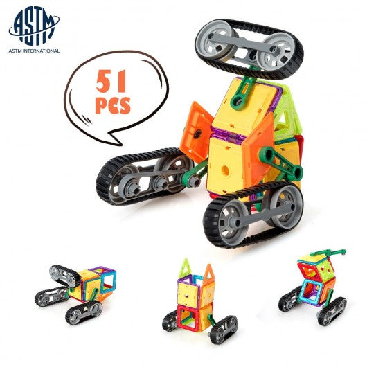 51 Pcs Magnetic Tiles Building Blocks Set
