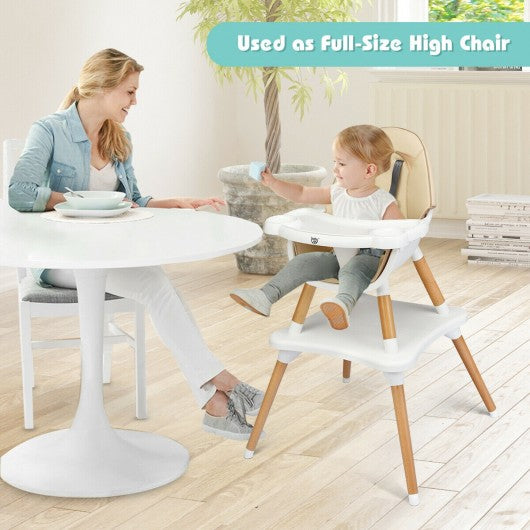 4-in-1 Baby Wooden Convertible High Chair