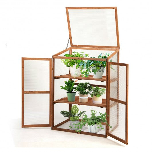Portable Wooden Garden Cold Frame Greenhouse