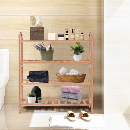 4 Tier Bamboo Shoe Shelf Storage Organizer