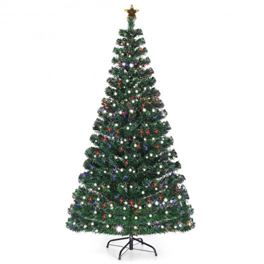 5'/6'7' LED Fiber Optic Artificial Christmas Tree w/ Top Star