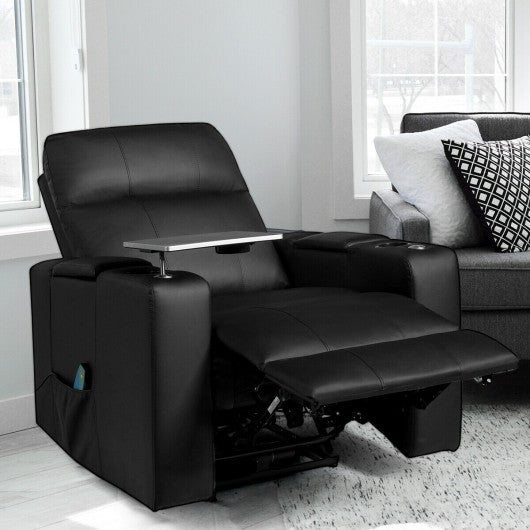 Massage Recliner Chair Seating with Swivel Tray&Remote Control-Black