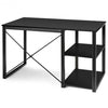 Computer Desk with Bamboo Top & 2 Storage Shelves-Black Desk