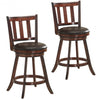 Set of 2 Wood Swivel Counter Height Dining Pub Bar Stools with PVC Cushioned Seat-25