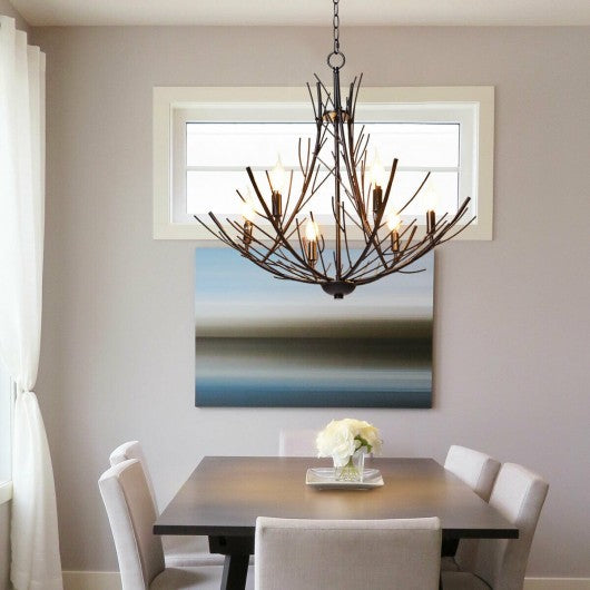 6-Light Vintage Branch Chandelier Copper Ceiling Lamp