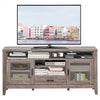 Tall TV Stand with Glass Storage & Drawer