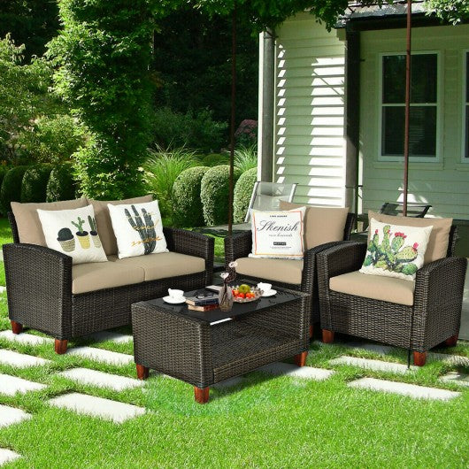 Outdoor 4-PCS Patio Rattan Furniture Set