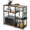 Industrial Kitchen Baker's Rack Microwave Shelf with 6 Hooks