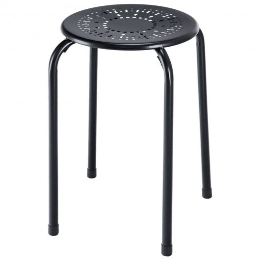 Set of 6 Stackable Backless Round Metal Stool Set