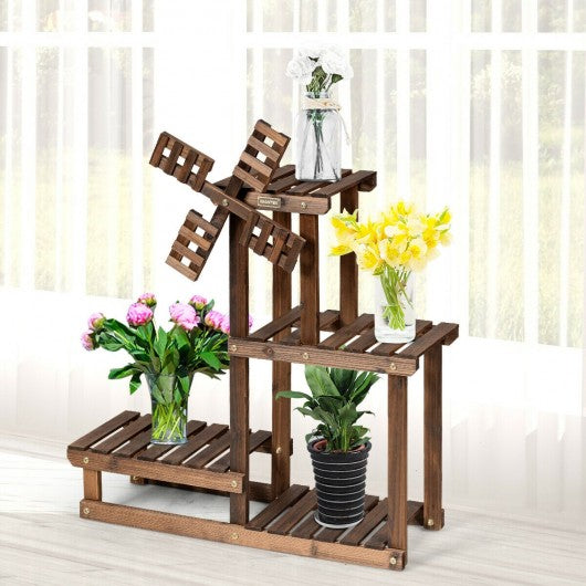 Wood Plant Stand 4 Tier Shelf Multiple Space-saving Rack