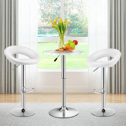 Set of 2 Bar Stools Adjustable PU Leather Swivel Chairs
