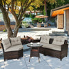 4 Pcs Furniture Patio Set Outdoor Wicker Sofa Set