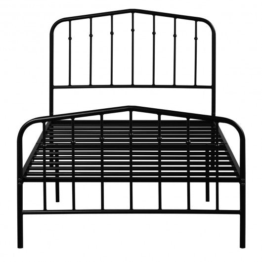 Twin Size Metal Bed Frame with Headboard & Footboard