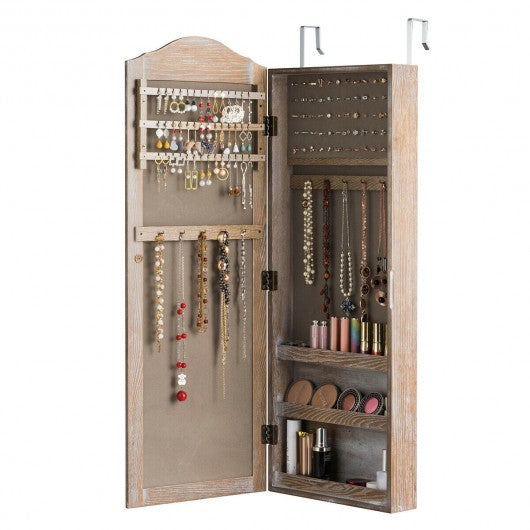Cabinet Wall/Door Mounted with Mirror Jewelry Armoire