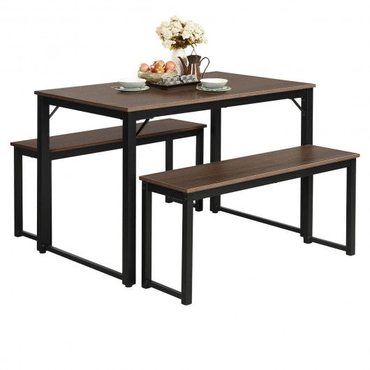 Modern 3 Piece Dining Table with 2 Benches
