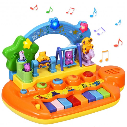 Kids 8 Keys Rainbow Piano Keyboard with Animal Playground LED Light