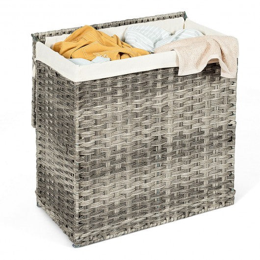 Hand-woven Foldable Rattan Laundry Basket