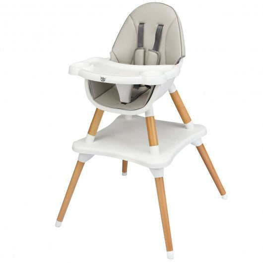 4-in-1 Baby Wooden Convertible High Chair -Gray