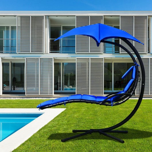 Hanging Stand Chaise Lounger Swing Chair w/ Pillow-Navy