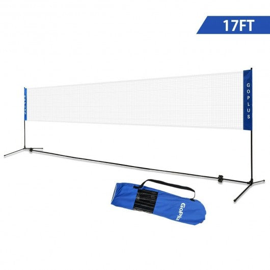 Portable 17'x5' Badminton Training Net with Carrying Bag
