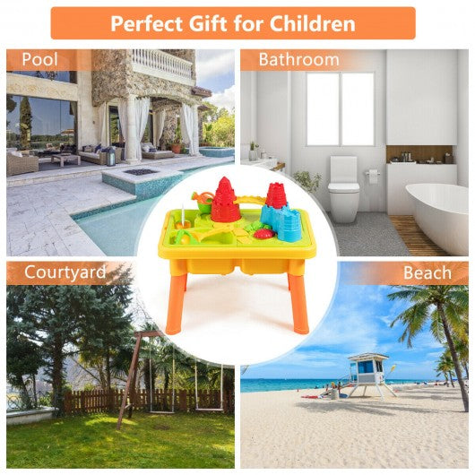 Sand and Water Play Table for Kids with Sand Castle Molds