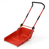 Folding Snow Pusher Scoop Shovel with Wheels and Handle
