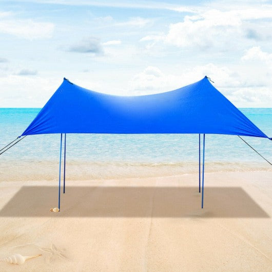 7' x 7' Family Beach Tent Canopy Sunshade w/ 4 Poles