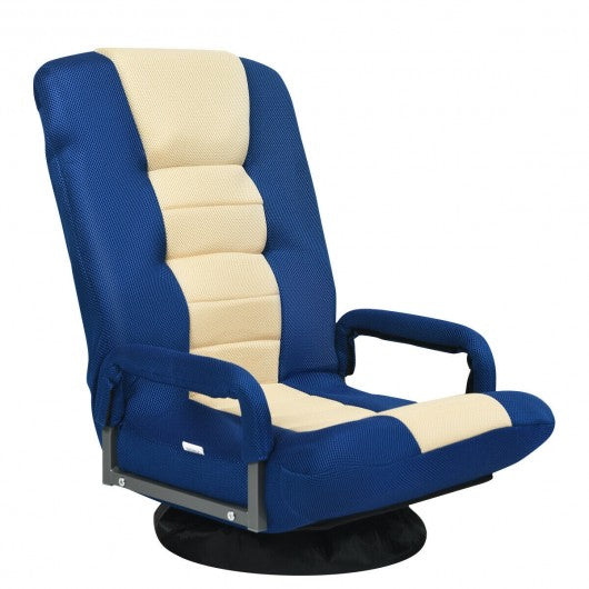 360-Degree Swivel Gaming Floor Chair with Foldable Adjustable Backrest-Blue