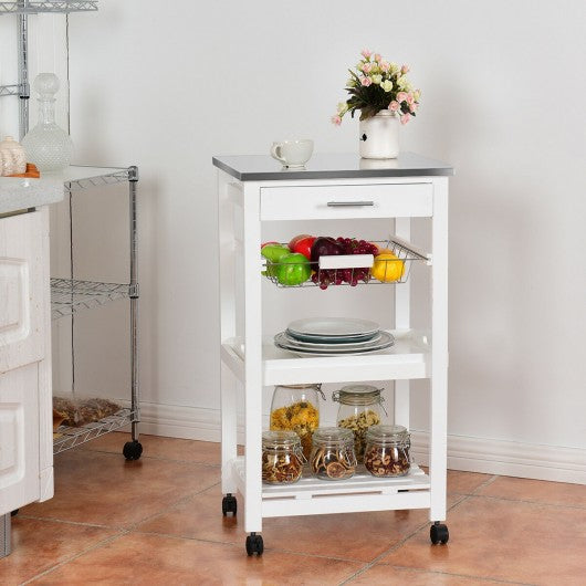 Rolling Kitchen Trolley Storage Basket And Drawers Cart